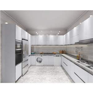 Diseño de gabinetes de cocina de acrílico gris de alto brillo