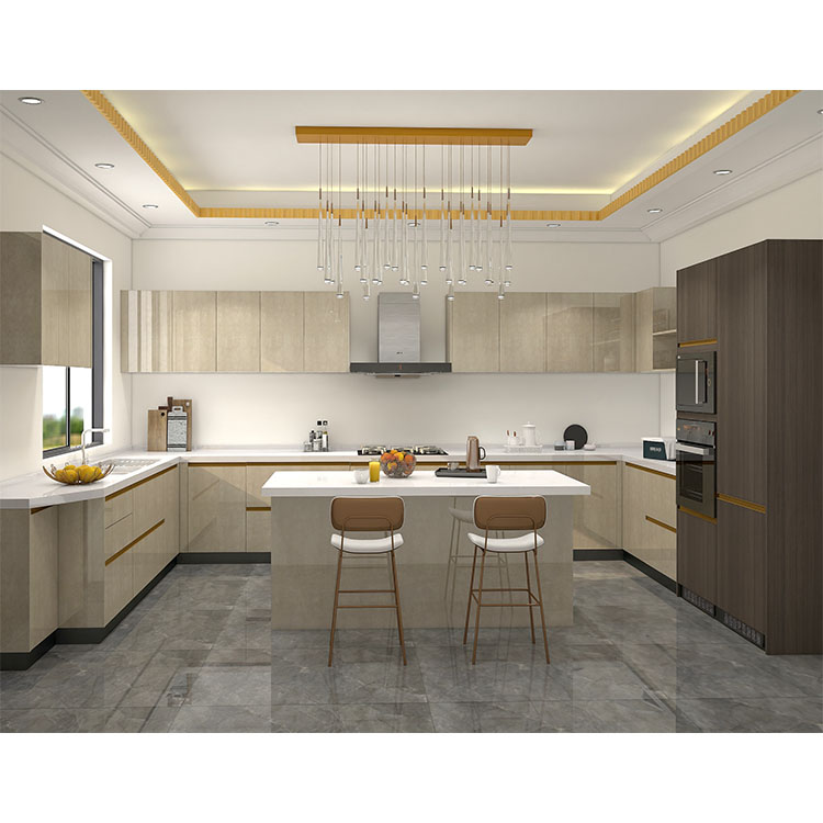 Design de armário de cozinha UV conjunto moderno completo para casa