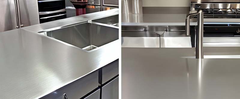 Stainless steel kitchen cabinet countertop