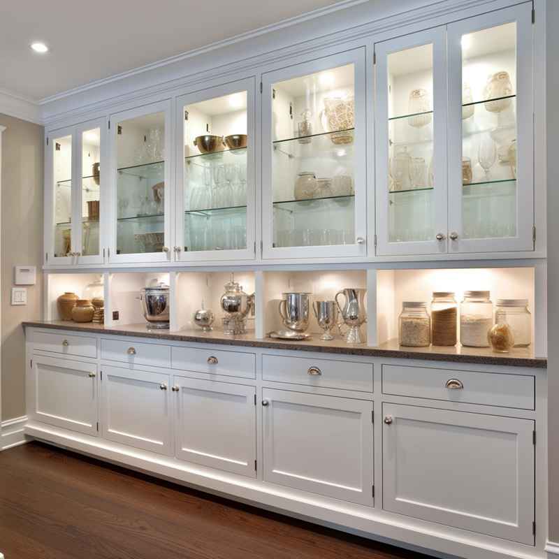 what to put in glass kitchen cabinets