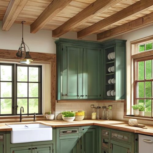 farmhouse color schemes for kitchens with hickory cabinets