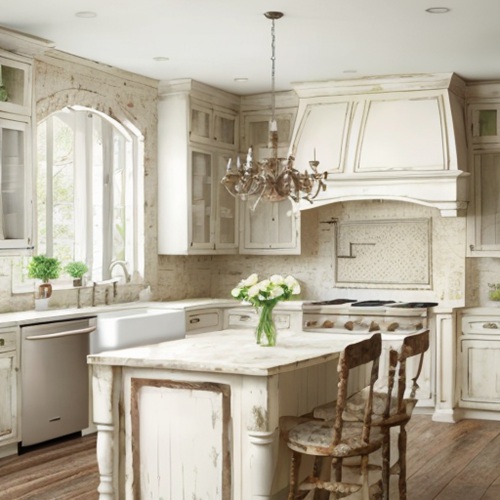 antique white distressed kitchen cabinets