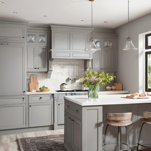gabinetes de cocina grises de la casa de campo