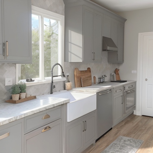 farmhouse grey kitchen cabinets