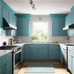 gabinete de cocina verde azulado