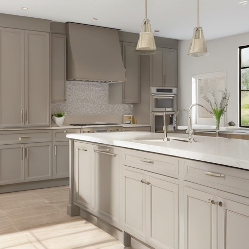 taupe greige kitchen cabinets