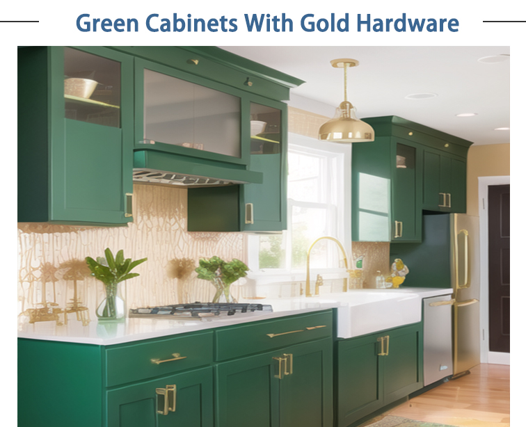 Green Cabinets and Gold Hardware