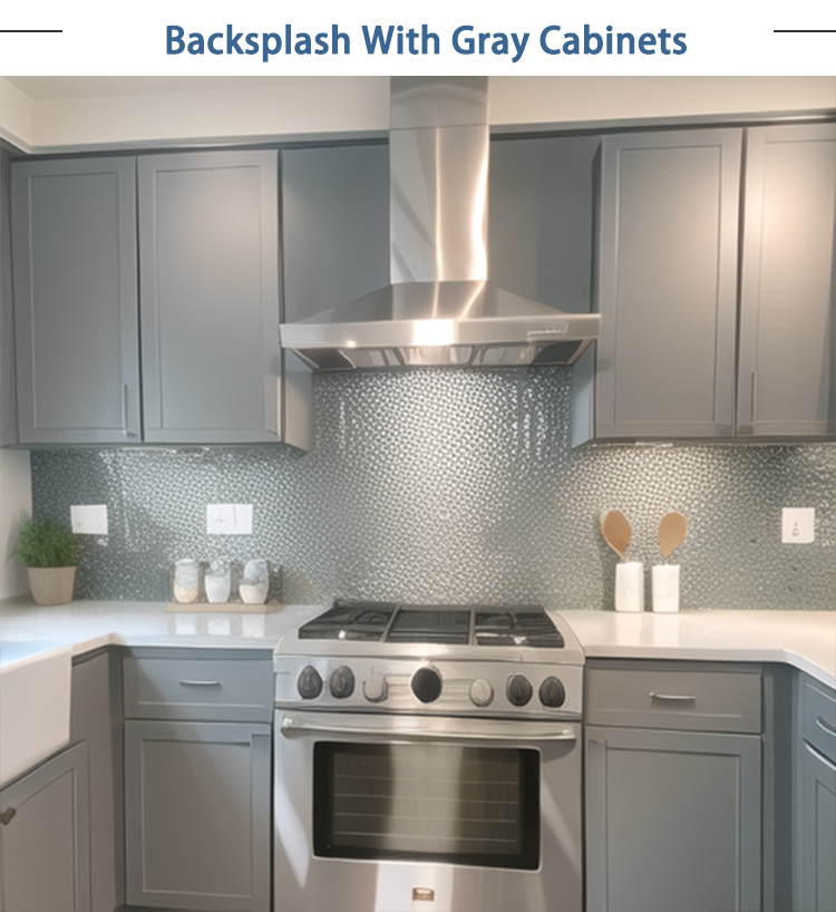 backsplash with gray cabinets