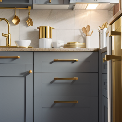 Timeless Elegance: Grey Cabinets with Gold Hardware - A Perfect Combination for Sophisticated Kitchens