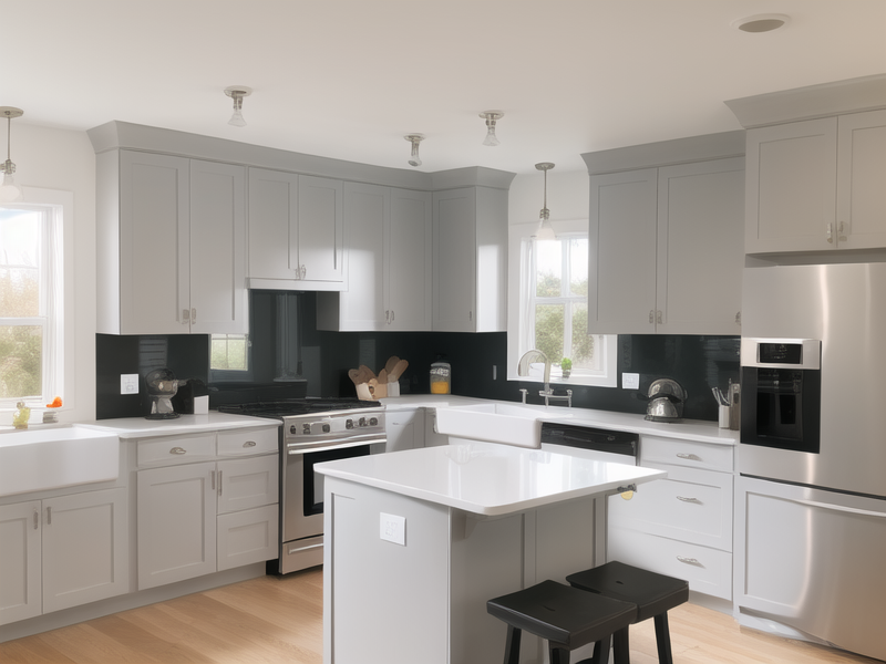 A Winning Combination: Light Grey Kitchen Cabinets with Black Countertops