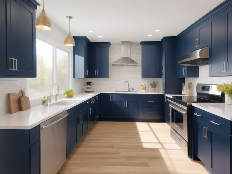Five Quick Tips For Modern Navy Blue Kitchen Cabinets.