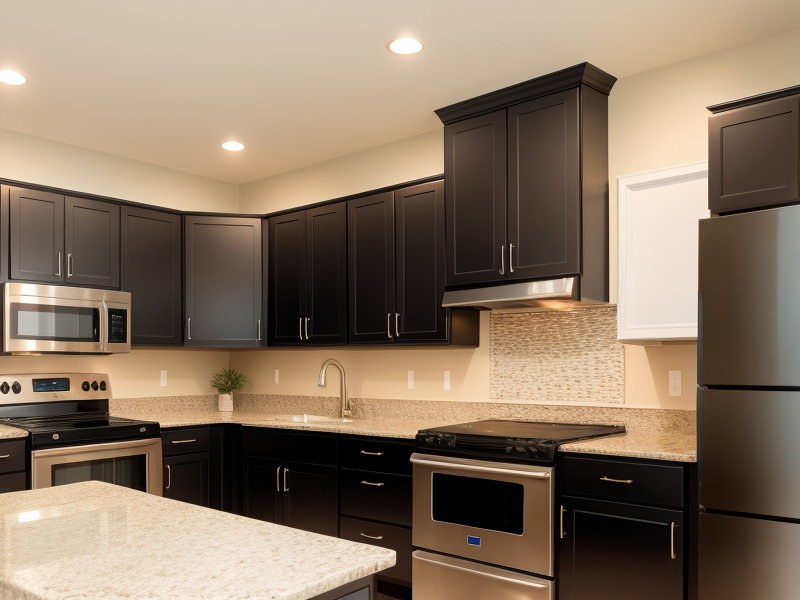 dark cabinets with white countertops