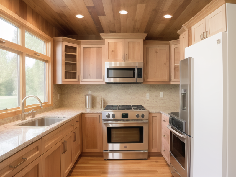 mixing wood and painted cabinets
