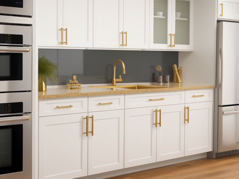 white cabinets with gold hardware