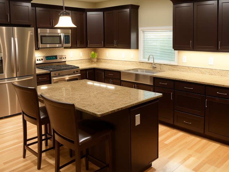 dark kitchen cabinets with light countertops