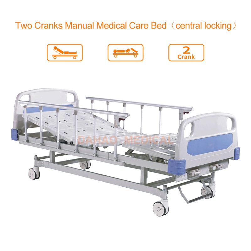 Two Cranks Manual Medical Care Bed( Central Lock)