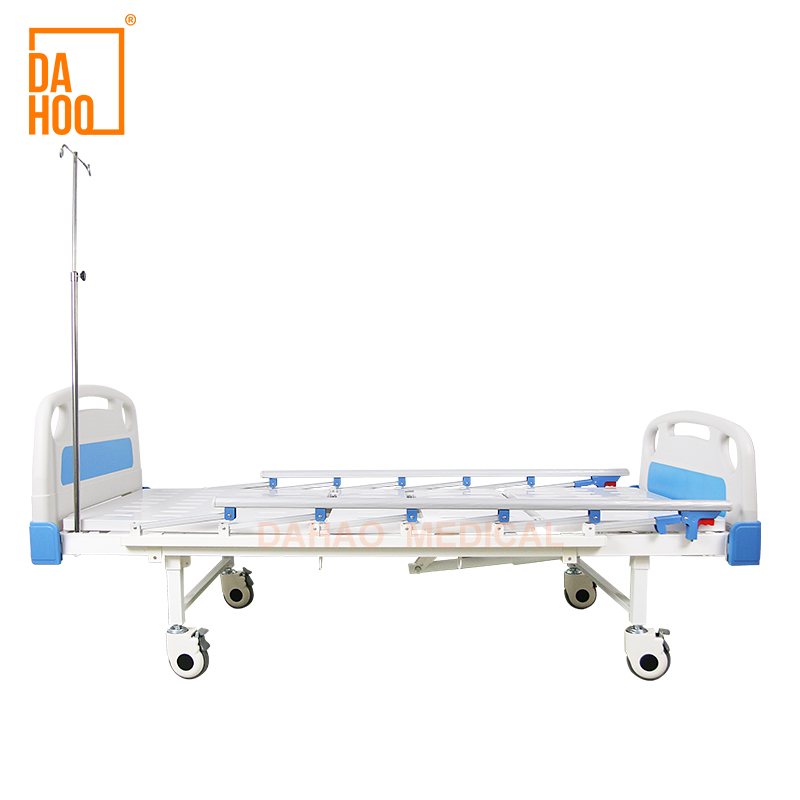 Manual Crank Medical Bed with Folding Guardrails & Brake Castors
