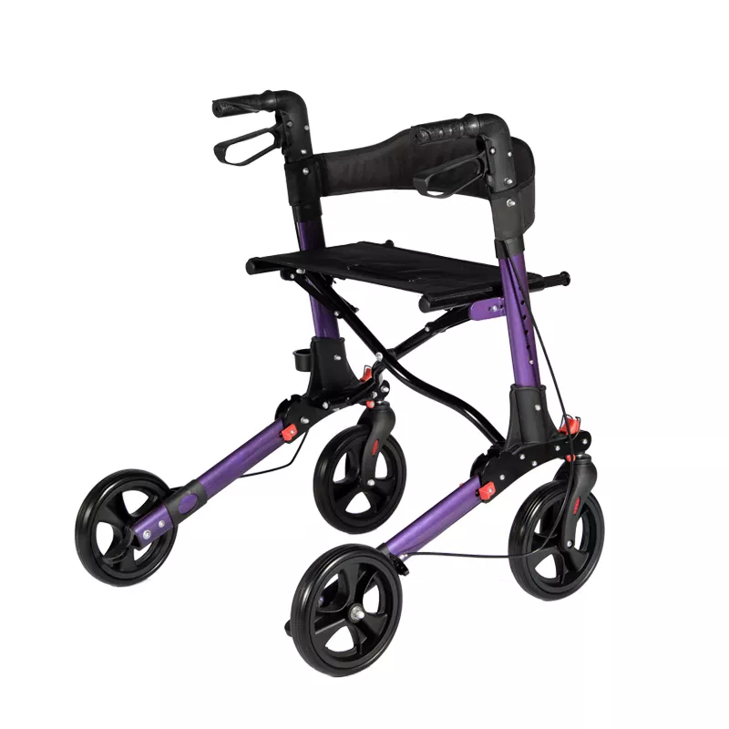 Elderly Aluminum Foldable Disabled Walker Rollator for Adults with Storage Bag