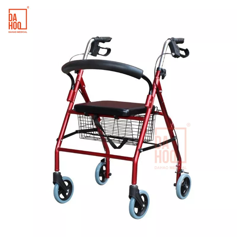 Medical Equipment Suitable For One Hand Operations Rollator Walker With Seat For Older People Four Wheel Cart