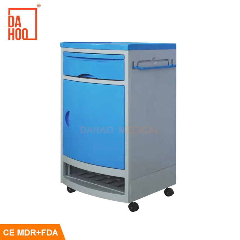Hospital and Home ABS Plastic Bedside Table Medical Cabinet With Shoe holder And Drawer Towel Hanger