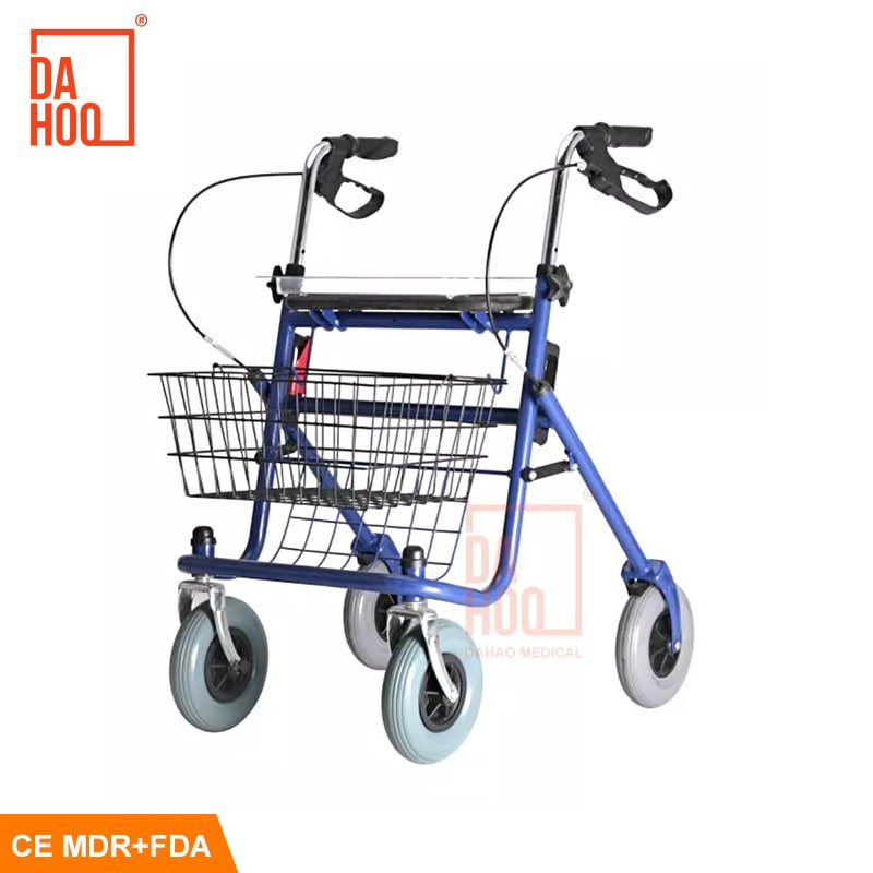 Folding Aluminum Outdoor Rollator Walker With Seat For Disable