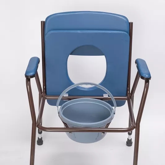 Commode chair with Locks on Wheels and Padded Armrests Convenient Toilet Chair