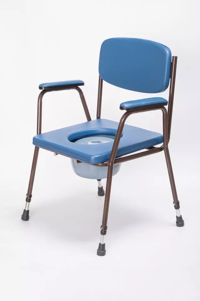 Commode chair with Locks on Wheels and Padded Armrests Convenient Toilet Chair