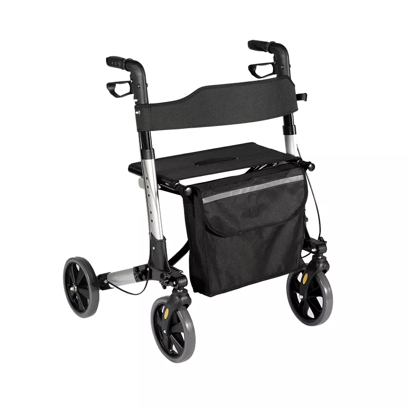 Double Folding Shopping Aluminum Rollator with 8-inch Wheels and Handles rollator lightweight