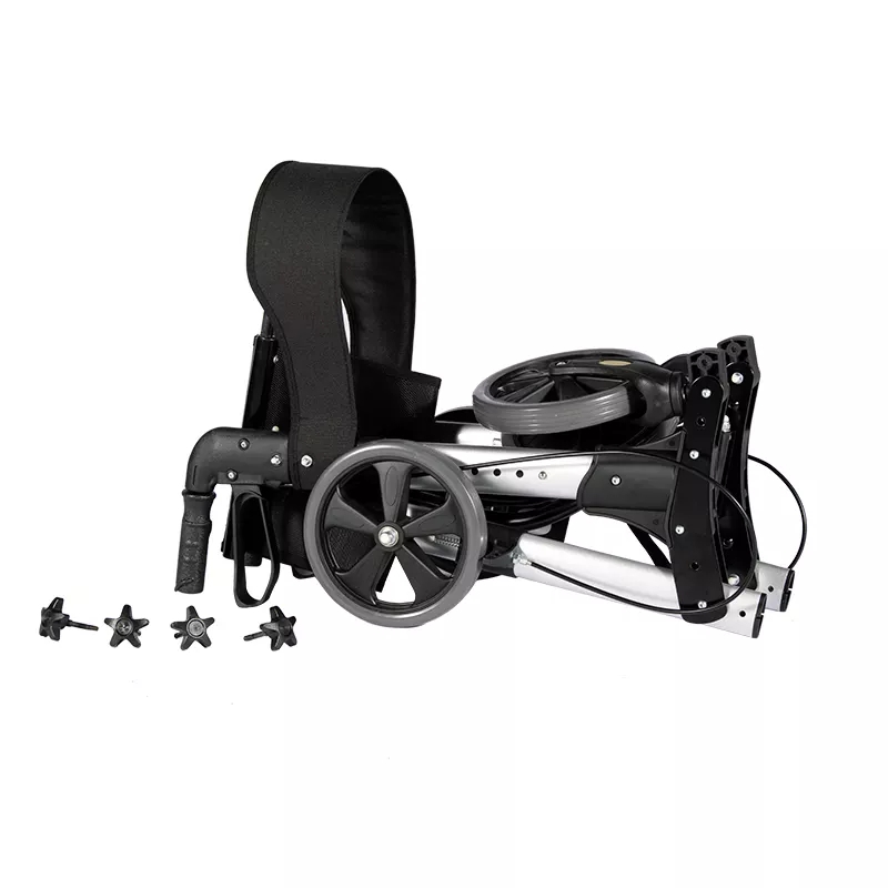 Double Folding Shopping Aluminum Rollator with 8-inch Wheels and Handles rollator lightweight