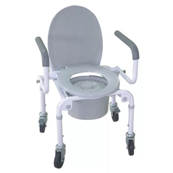 Commode Chair with drop-down Armrest and Lid or Wheel Toilet chair Aluminum commode chair with wheels