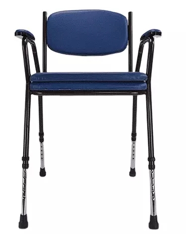 Powder coated steel commode chair with fixed armrest and detachable footrest for elder commode chair