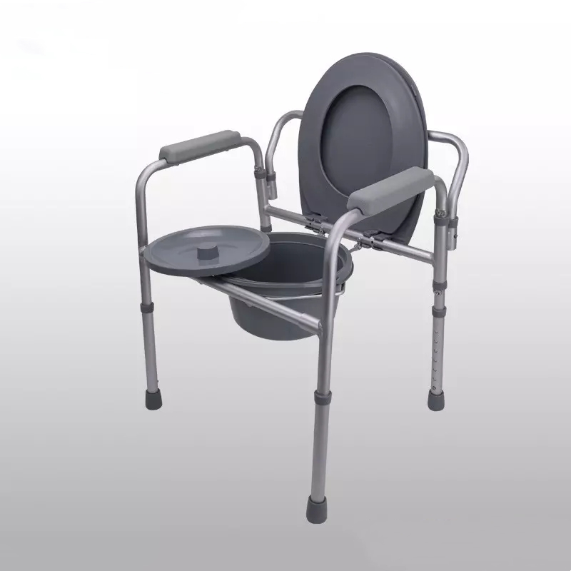 aluminum Foldable Toilet Commode chair For Disabled with armrest portable commode chair shower