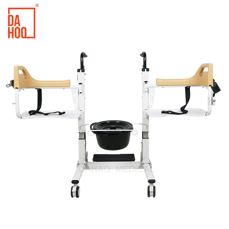 Adjustable Height Patient Transfer Chair with Commode