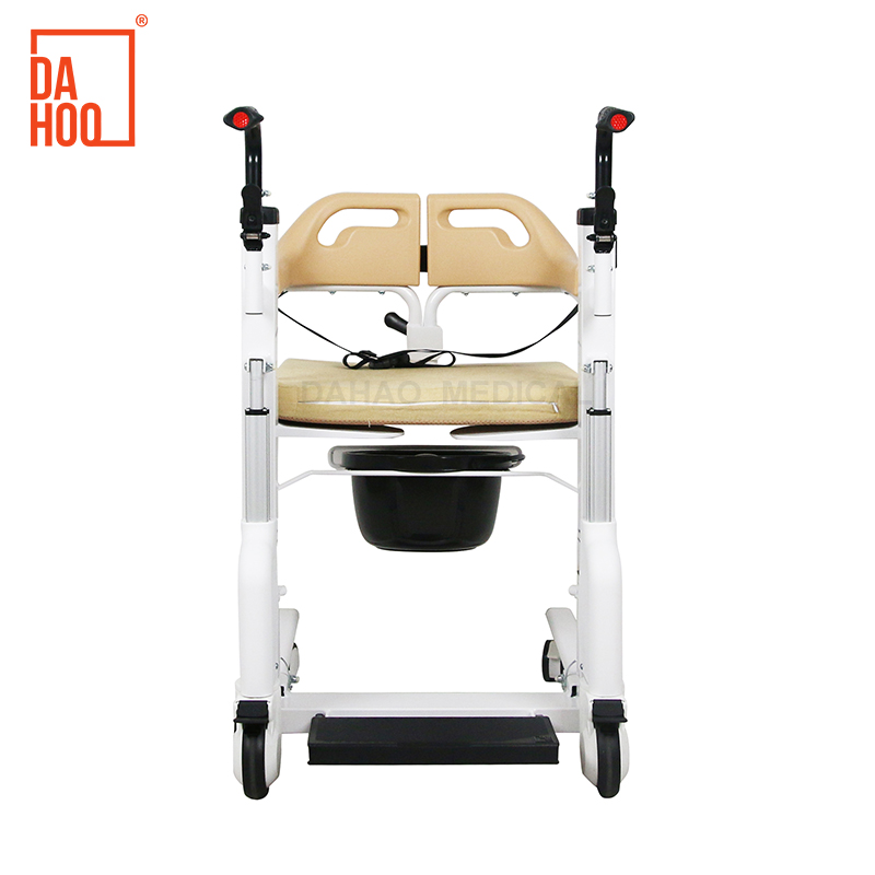 Adjustable Height Patient Transfer Chair with Commode