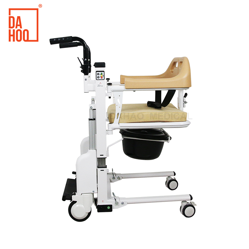 Adjustable Height Patient Transfer Chair with Commode