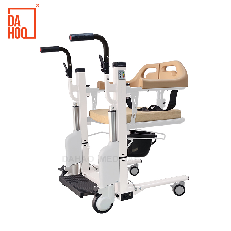 Adjustable Height Patient Transfer Chair with Commode