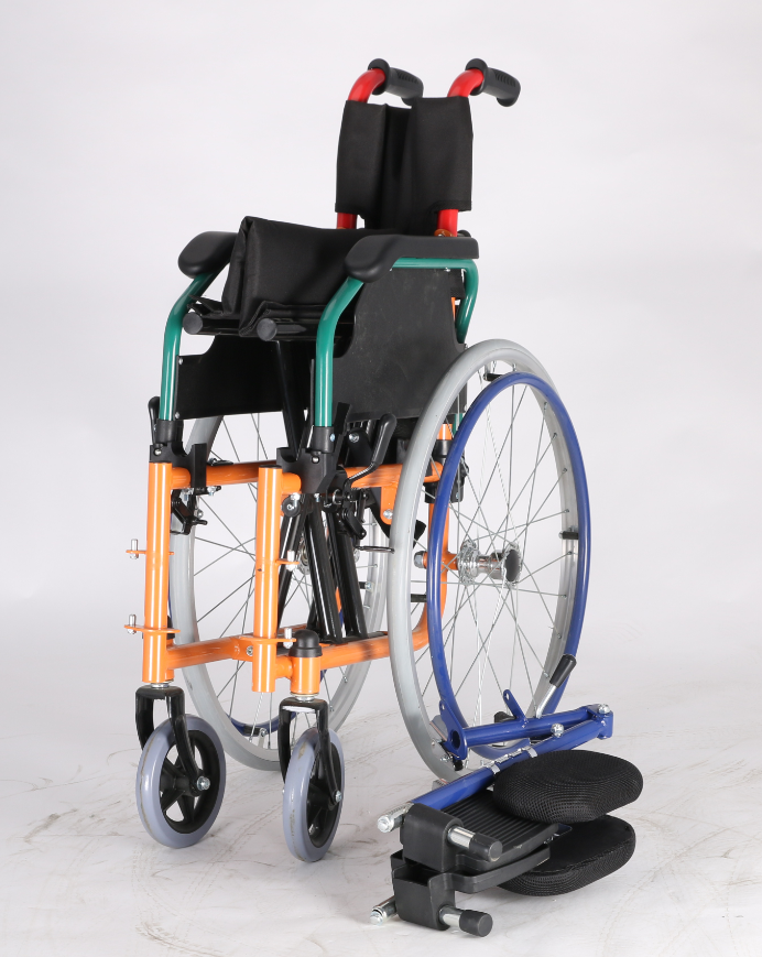 Children wheelchair with half folding backrest