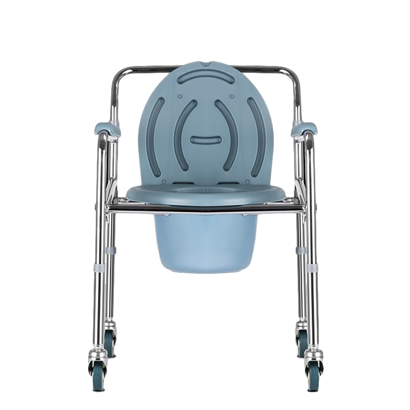 Medical Drop Arm Commode Chair With Wheels