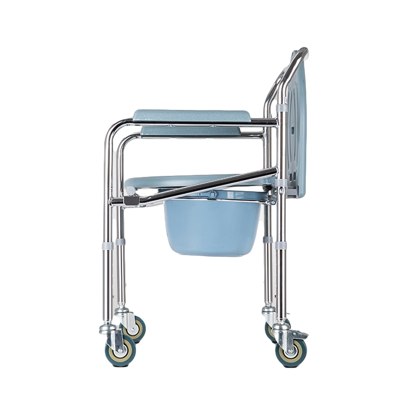Medical Drop Arm Commode Chair With Wheels