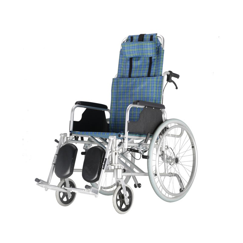 Cadeira de rodas manual de alumínio com encosto alto reclinável