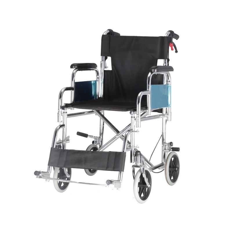 Cadeira de rodas dobrável em aço para transporte médico