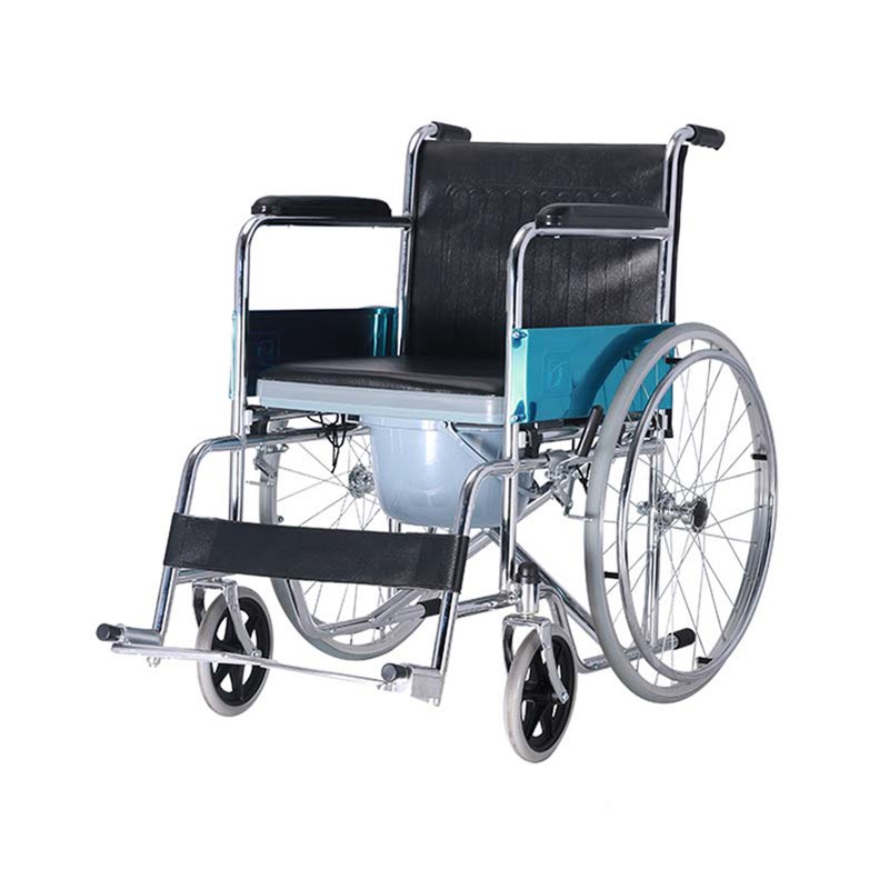 Steel Folding Portable Commode Wheelchair