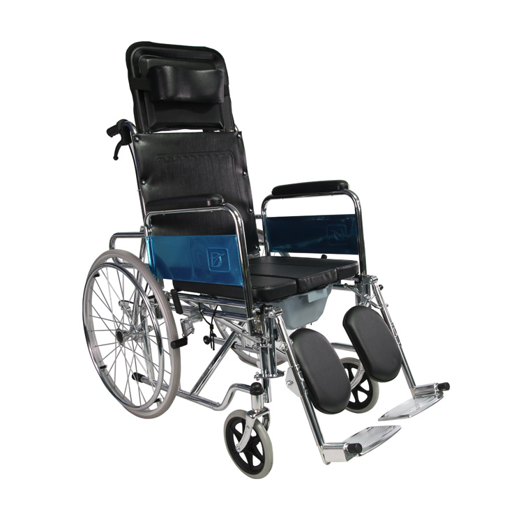 Steel Reclining High Back Commode Wheelchair Manufacturers, Steel Reclining High Back Commode Wheelchair Factory, Supply Steel Reclining High Back Commode Wheelchair