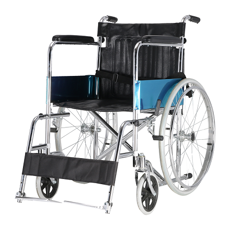 Cadeira de rodas manual de aço médico para deficientes físicos