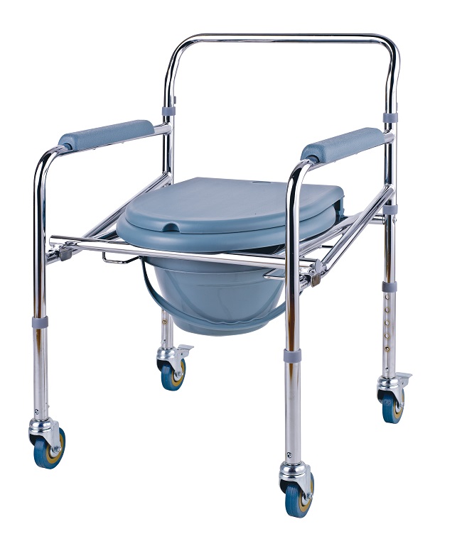 Medical Drop Arm Commode Chair With Wheels