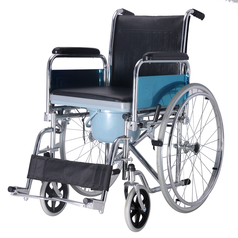 Steel High Strength Fold Up Commode Wheelchair