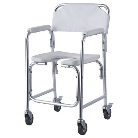 Cadeira higiênica de alumínio com rodas