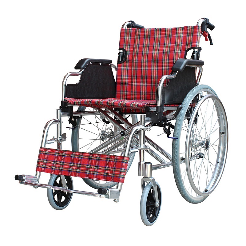Cadeira de rodas manual semi-dobrável básica de alumínio
