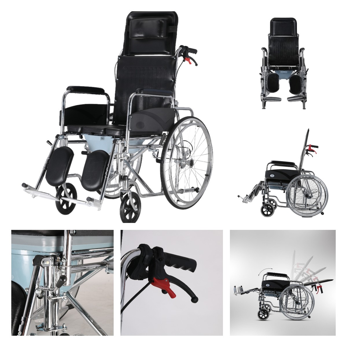 high back commode wheelchair