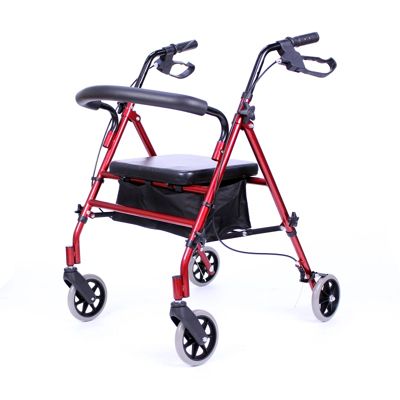 Deambulatore pieghevole per adulti con deambulatore pieghevole per disabili in alluminio all'ingrosso di fabbrica per sedie a rotelle con sedile